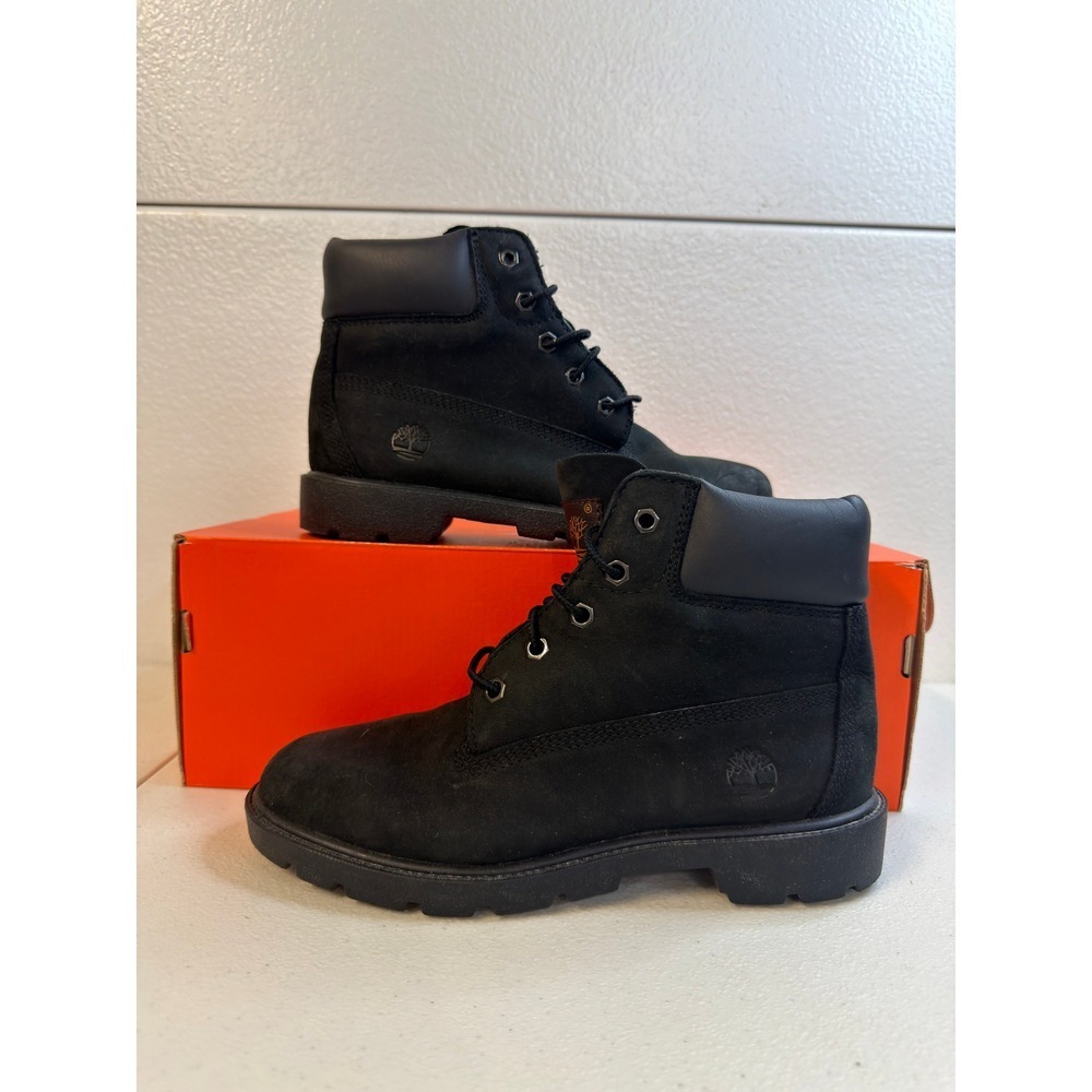 Timberland‎ Kids Premium 6 Inch Waterproof Boots Black Nubuck 4Y #2529